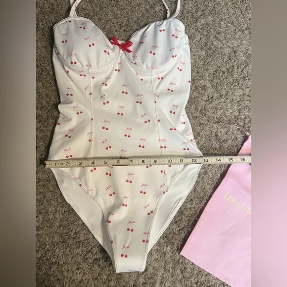 LoveShackFancy Veranda Mina One Piece | Cherry Bow Print | Dustbag | NWT | S - Picture 6 of 15